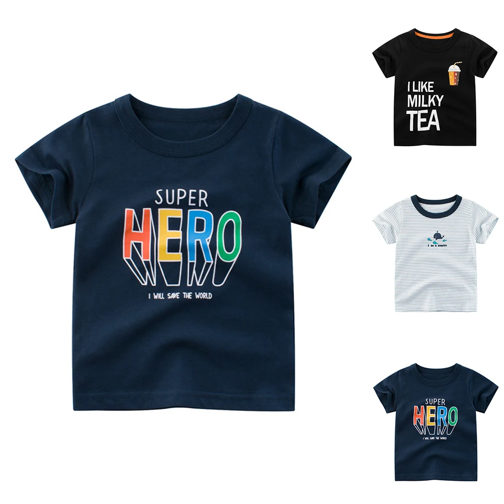 OEAK футболки для мальчиков 2020 Лето Мода Дети буквы мультфильм Печать Хлопок Топ
