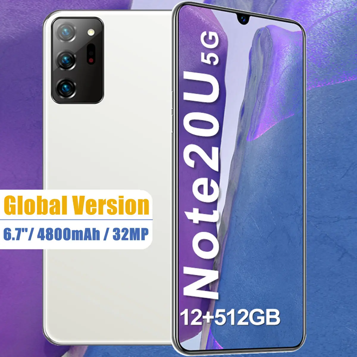 

Global Note20U 6.7'' 8GB 512GB Smartphone 32MP Camera 4G LTE 4800mAh Battery Mobile Phone Dual SIM Card Android 10 Cell Phone