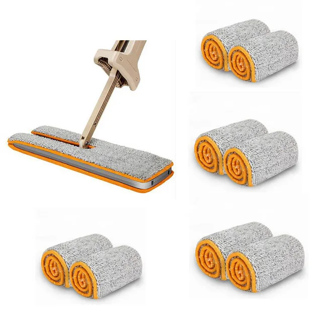 Mop-4 sets towel Двухсторонняя Волшебная Швабра для отжима рук, уборочная машина для твердого пола, инструмент для чистки пола, насадка для швабры, ленивая плоская Швабра С Вращением 360 градусов - Цвет: Mop-4 sets towel