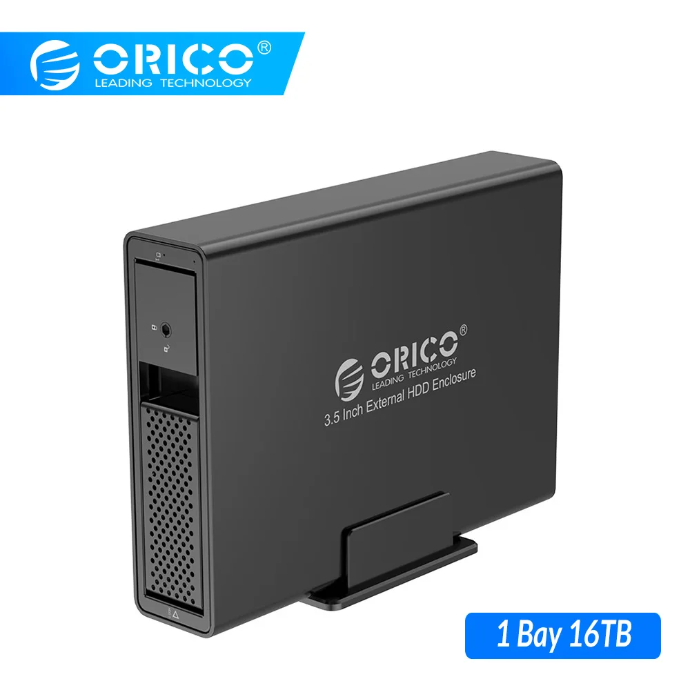 ORICO 3,5 ''USB3.0 HDD док-станция Поддержка 16 ТБ UASP с 24 Вт адаптером питания 1 отсек HDD чехол алюминиевый SATA для USB 3,0 HDD Чехол