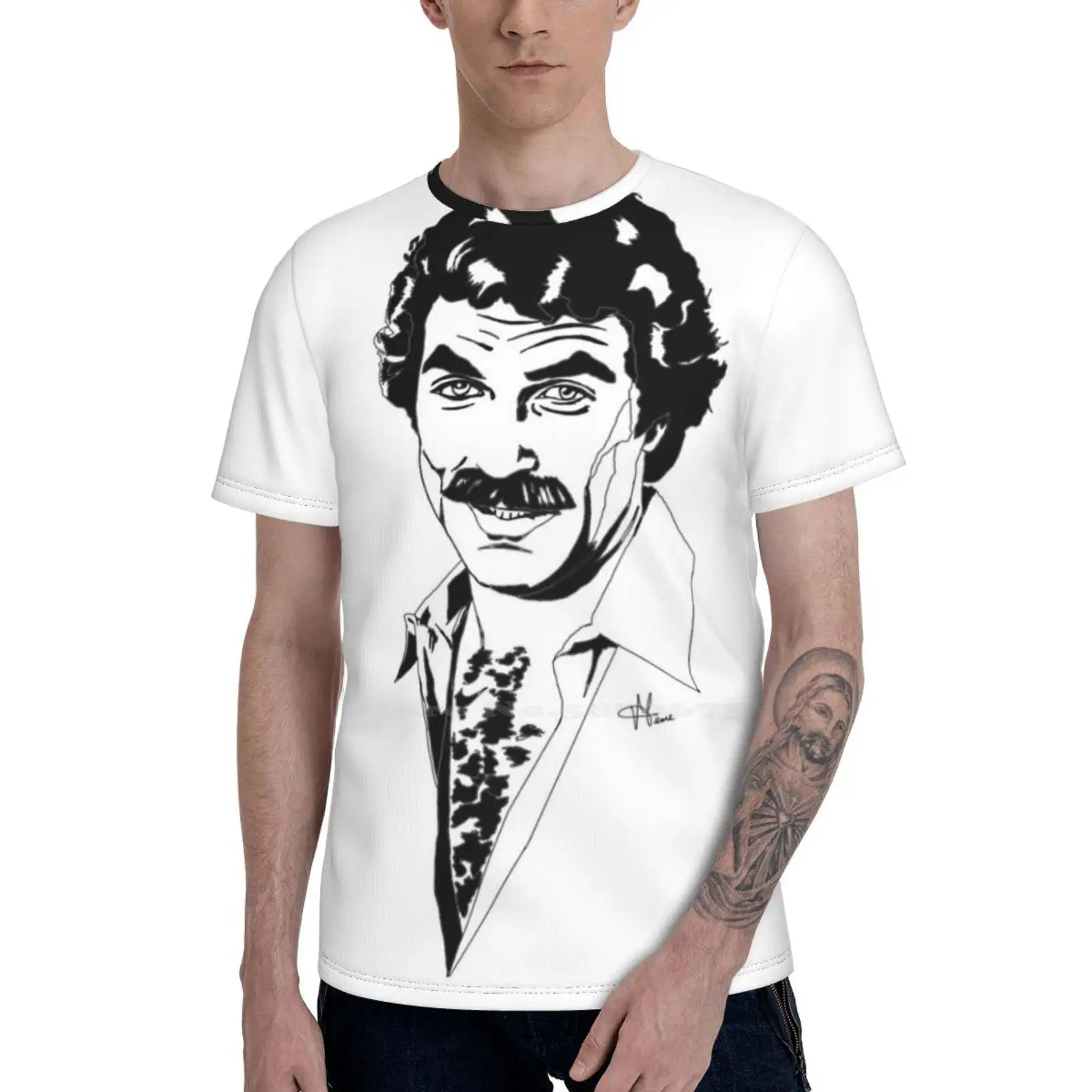 

P.I. -Забавная футболка Tom Selleck с 3D принтом, повседневные футболки с круглым вырезом, топы, Культовая серия культовых фильмов 80-х Pi Хиггинс, дете...