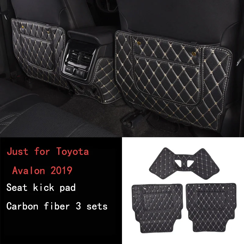 Кожаный защитный анти-ногами для Toyota Camry Avalon автомобильное заднее сиденье анти-удар коврик авто сиденье защитные накладки - Название цвета: grid beige 3 piece