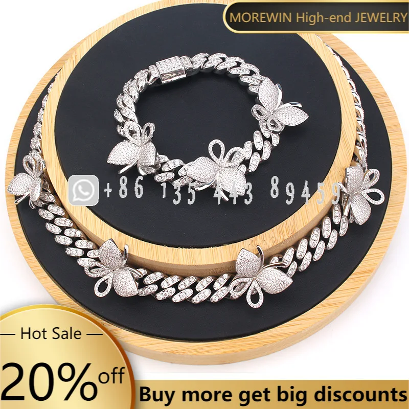 

Европейские и американские новые продукты ожерелье с браслетом и бабочками индивидуальный хип-хоп тренд полный инкрустированный Цирконий ...