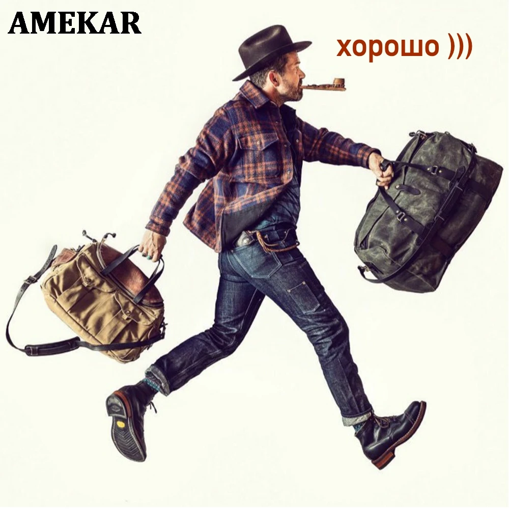 

Red Tornado Size 50x33x30cm Super Quality Genuine Cowhide & 22oz Wax Canvas Water Proof Ykk Zipper Vintage Duffle Bag