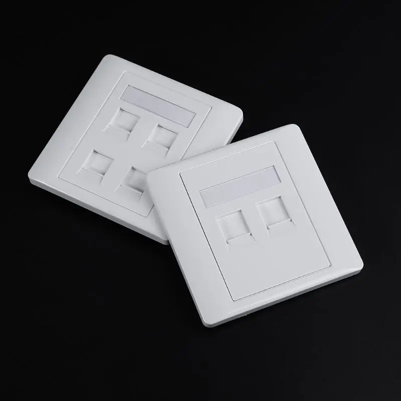 

86 Type White Faceplate Wall Plate Socket Four Ports Network LAN Telephone Panel RJ45 Plug