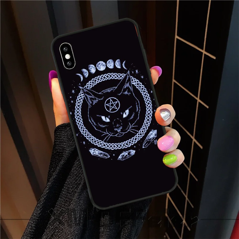 Пентаграмма 666 демонический черный мягкий чехол для телефона Capa iphone6 6s plus 7 8 X XR XS MAX