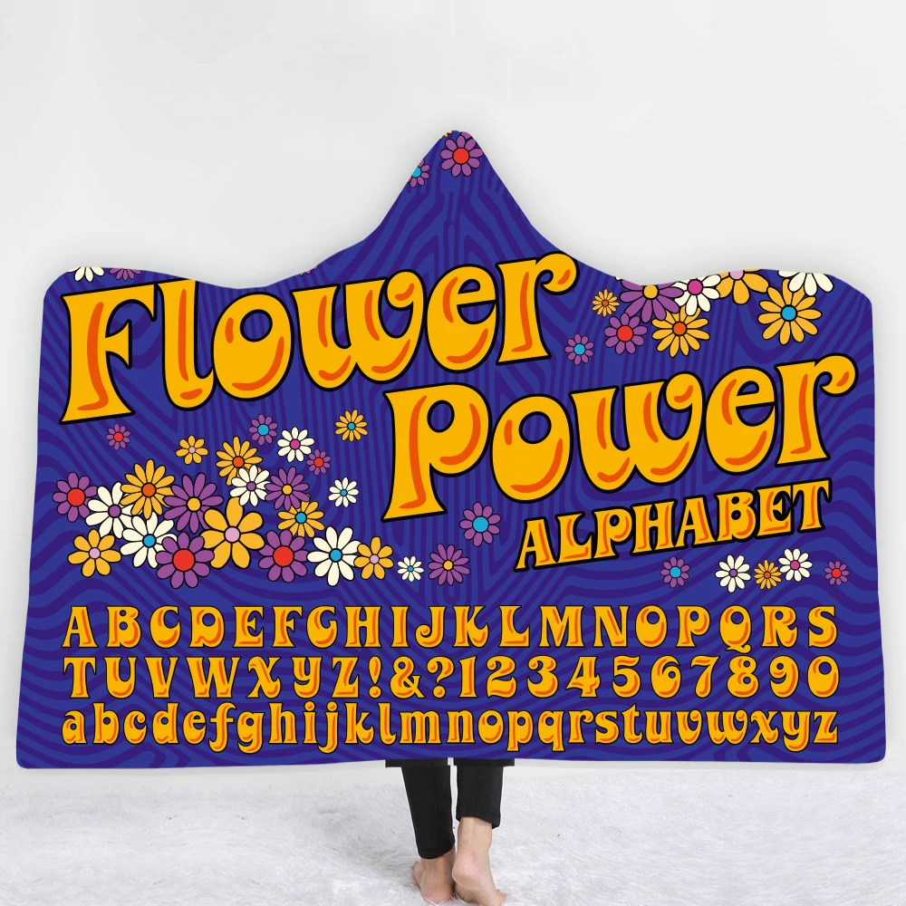 Одеяло с капюшоном буквами и цветами 3D принт любовь мир супер мягкое одеяло из