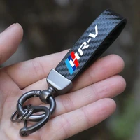 for honda hrv hr v gh ru car accessories carbon fiber texture key rings keychain keyring auto vehicle key chain key bag