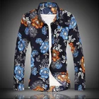 2022 осенне-весенняя одежда, китайская рубашка с цветочным принтом, мужская блуза с длинными рукавами, Размер 6XL 7XL, повседневная мужская одежда