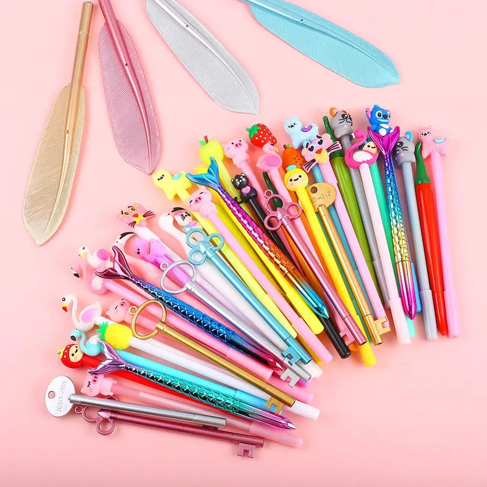 

50Pcs/set Cool Colored Cute Kawaii Gel Pen Flamingo Unicorn Dog Stationery Kawai Office Accessory School Stationary Supply Thing