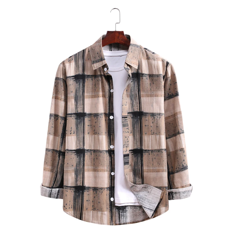 Новинка 2020 модная мужская рубашка в клетку с длинным рукавом | Мужская одежда