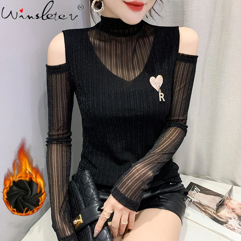 

Женская флисовая футболка с открытыми плечами, T1N602A