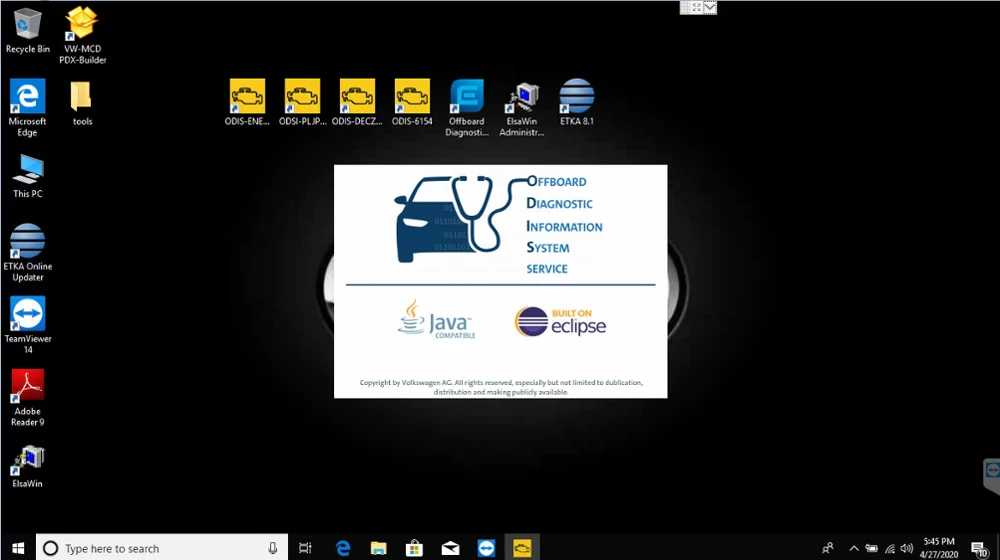 Программное обеспечение 2020 06 Vas 5054A Odis 5.2.6 с техникой 11/ETKA /Elawin VAS 6154 500 Гб SSD для AUDI/V W