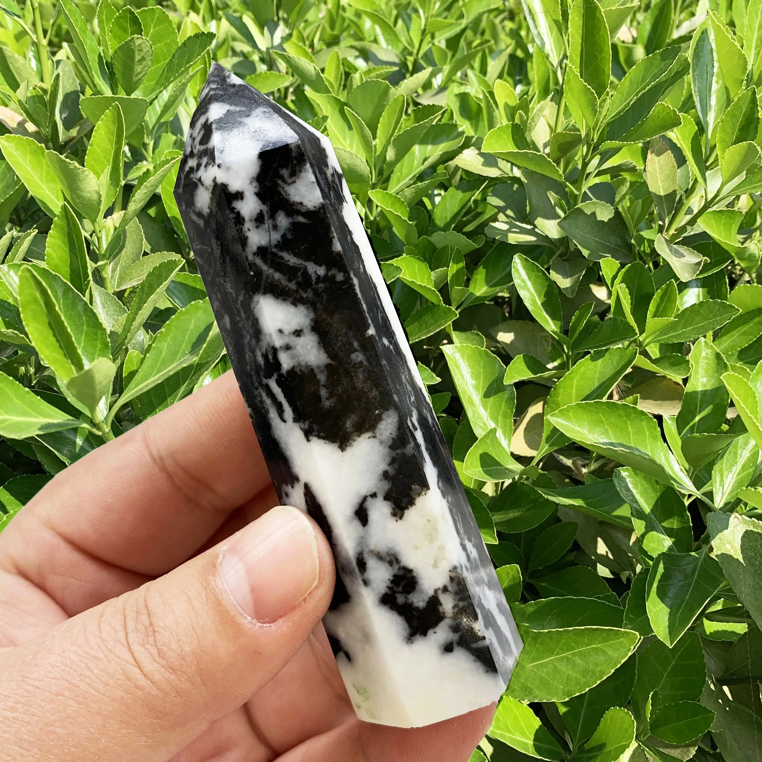 

Hot Sale Zebra Stone Point Crystal Quartz Tower Reiki Energy Wand For Healing Decoration
