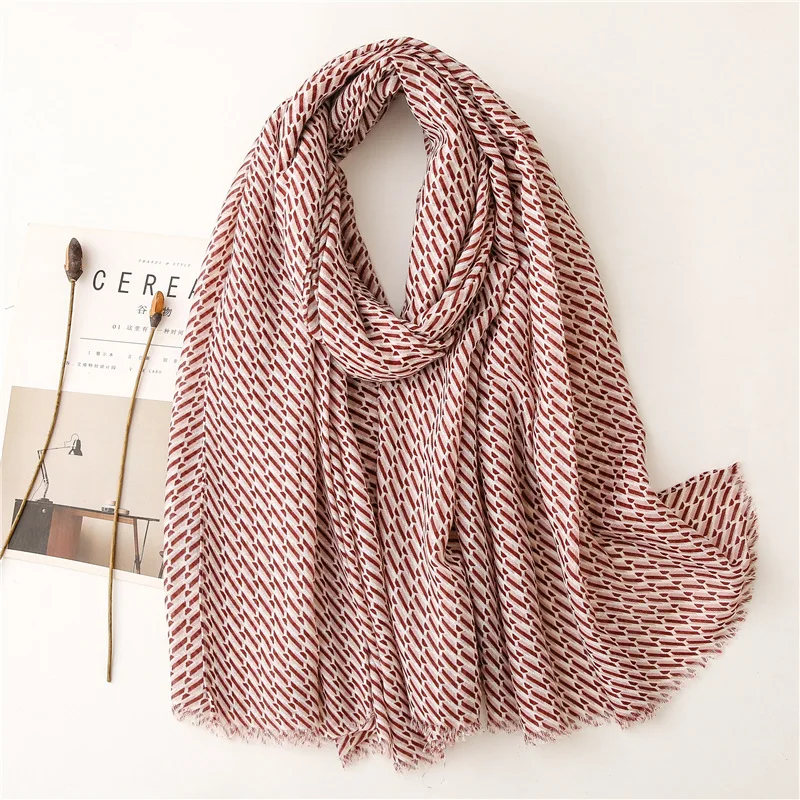 

Brand spring women scarf fashion print cotton feeling Viscose hijabs scarves for ladies shawls and wraps pashmina stoles 2022