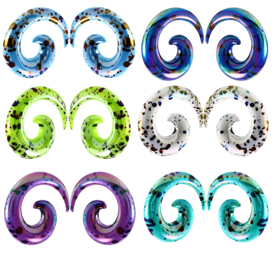 

High Quality Acrylic Spiral Ear Gauge Fashion Color Ear Pinna Ear Cone Stretch and Tunnel Ear Expander Body Piercing Jewelry