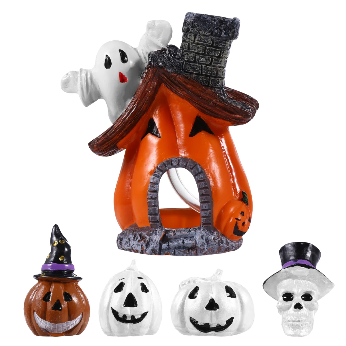 

5pcs Fish Tank Decoration Supplies Pumpkin Decoration Ornament Set