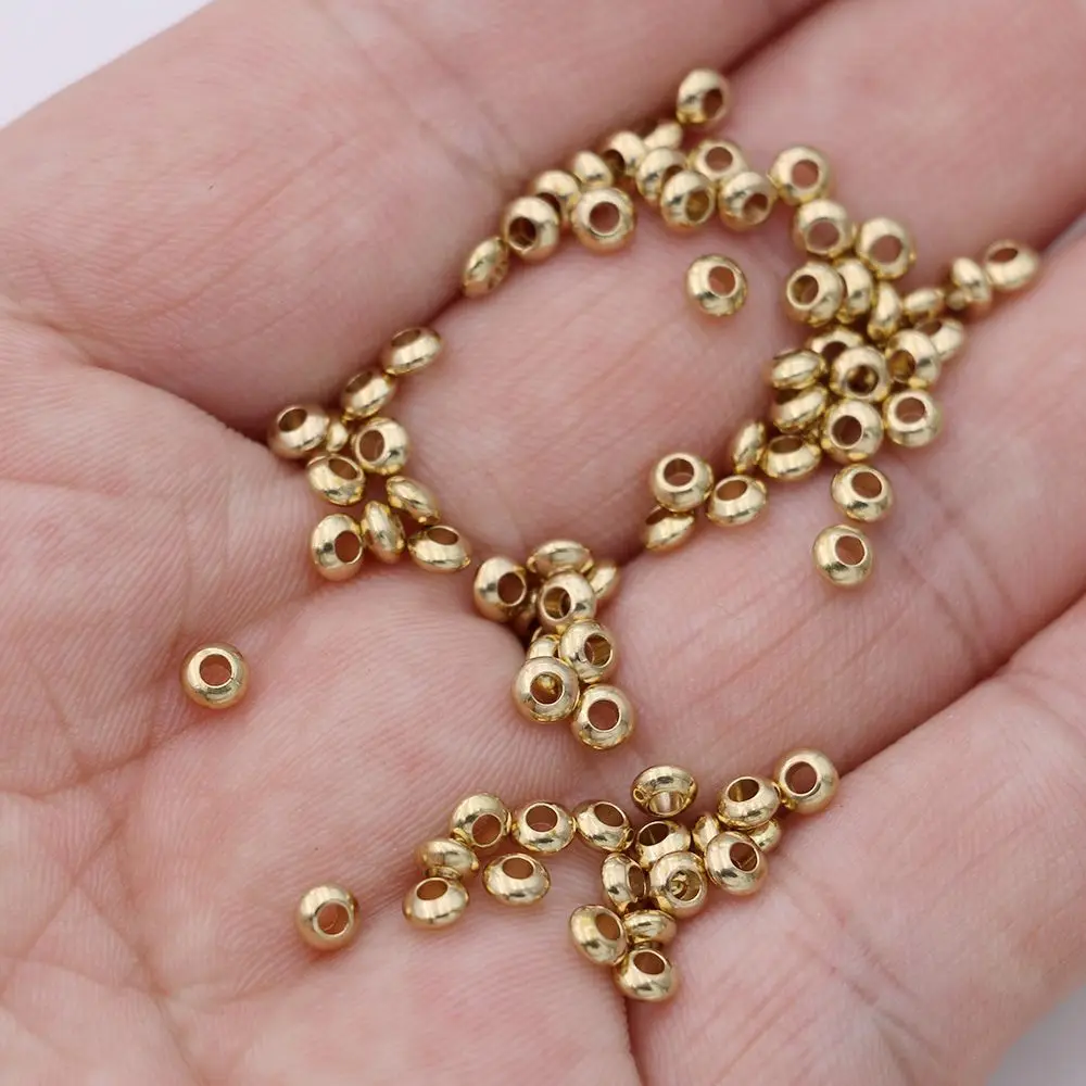 

4mm Gold Plated Oval Round Copper Loose Spacer Beads for Jewelry Making Bracelet Necklace DIY Accessories Handmade Craft 80PCS