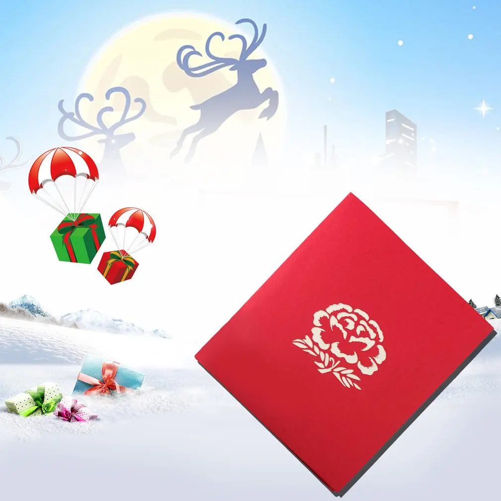 3D Pop Up Cards Beautiful Peony Flowers New Year Series Wedding Mother's Day Invitation Greeting Anniversary Souvenirs | Дом и сад