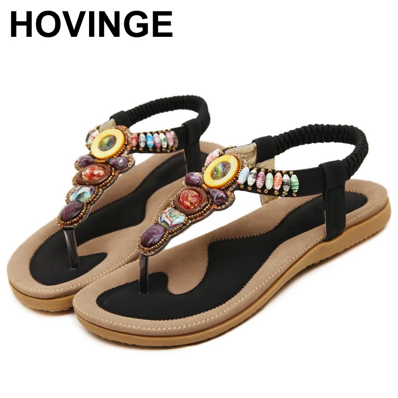 HOVINGE новые корейские удобные женские босоножки богемные на плоской подошве с