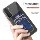 Мягкий прозрачный силиконовый чехол-кошелек для samsung galaxy a12, a22, a32, a42, a52, a72, s20, s21 fe plus, note 20 ultra