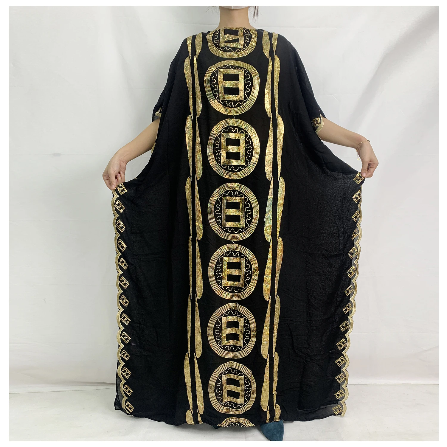 

New Abaya Dubai Turkey Muslim Hijab Dresses African Caftan Sequins Embroidery Shinning Dubai Party Elegant Islamic Clothing