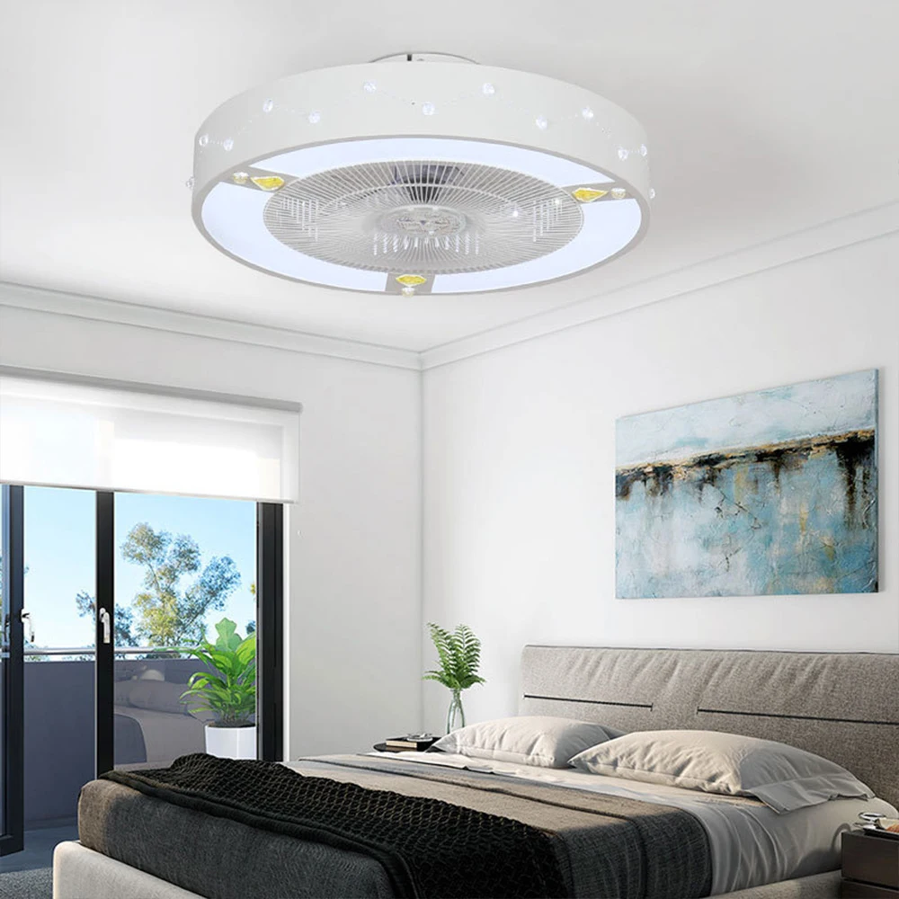 Потолочный вентилятор 50 см светодиодные лампы современный минималистичный