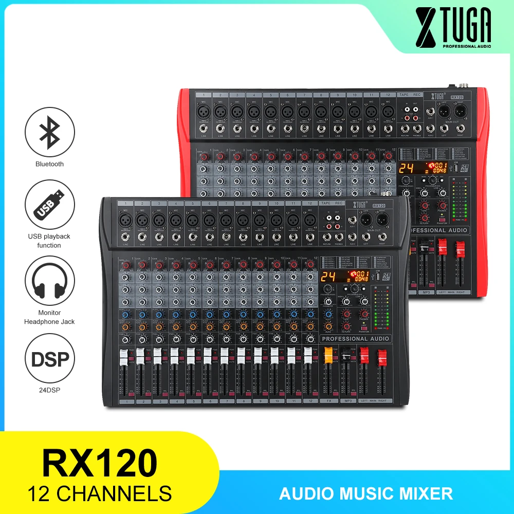 XTUGA 12 микшер каналов аудио Профессиональная микшерная консоль встроенный 24