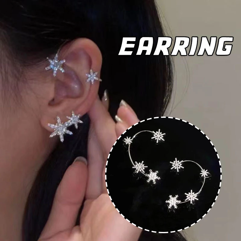 

Christmas Diamond And Zirconia Earrings Without Holes Elegant Ear Clip Painless Jewelry Gift for Women HJ20