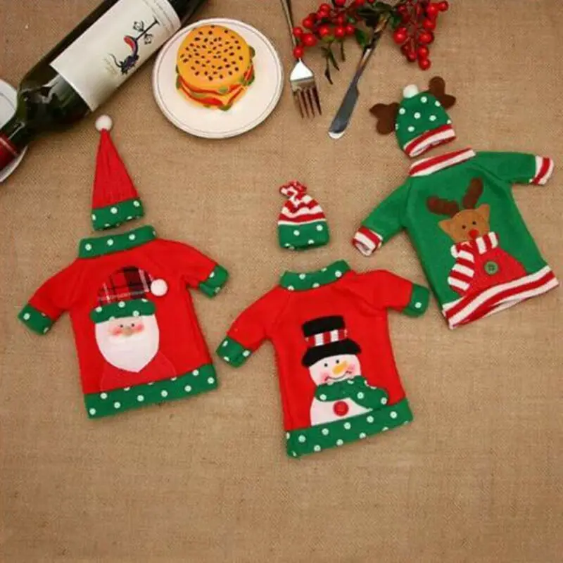 Рождество 2019 2 шт. чехол для винной бутылки с принтом Санта-Клауса снеговика оленя