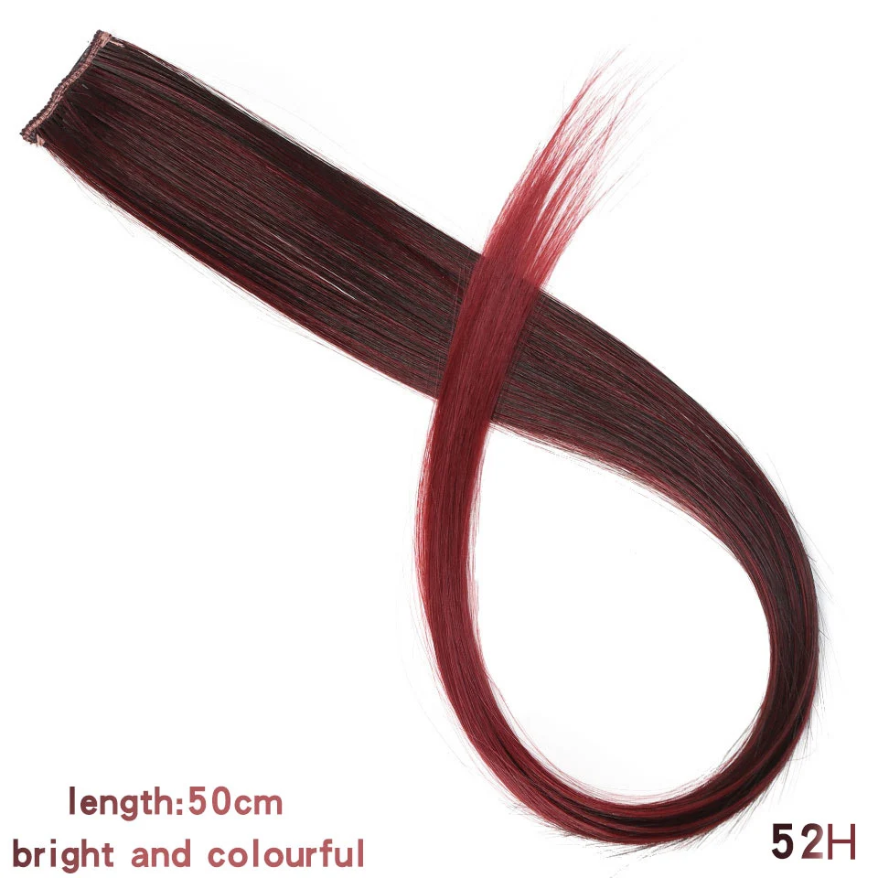 LUPU синтетические волосы для наращивания один зажим в один кусок длинные прямые изюминка Радуга цветные натуральные поддельные шиньоны для девочек - Цвет: 52H