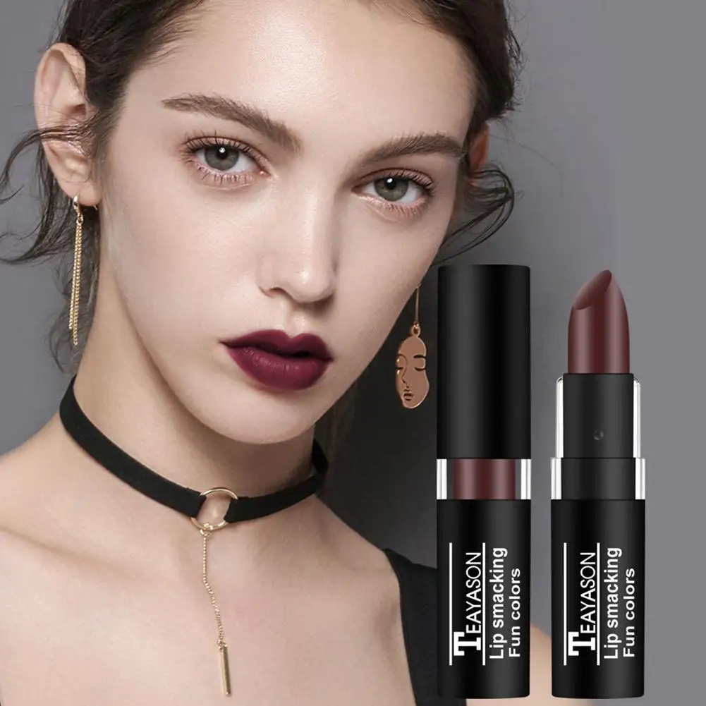 DSstyles Dark Lipstick White Color Vampire Olive Green Black Purple Halloween Retro Creative Makeup Lip Stick Cosmetics |