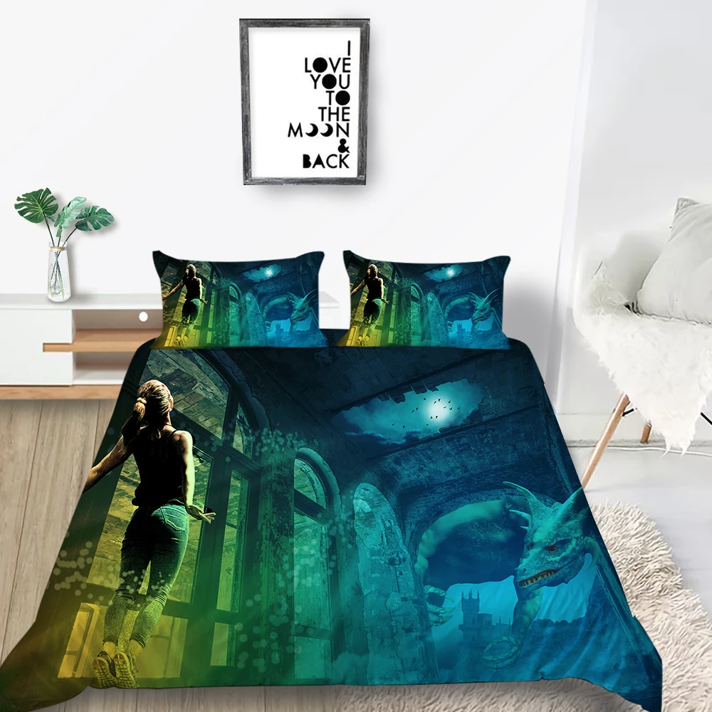 Постельное белье с изображением динозавров комплект Охота 3D модный таинственный