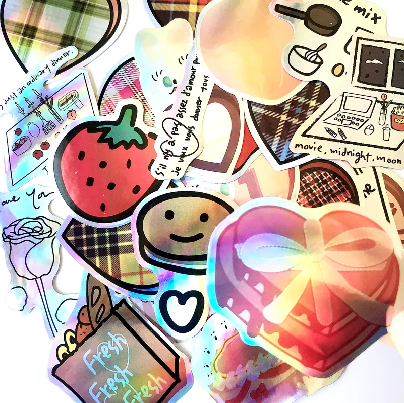 23 шт./компл. Инс Лазерная клубника любящее сердце наклейки для мотоцикла тетрадь