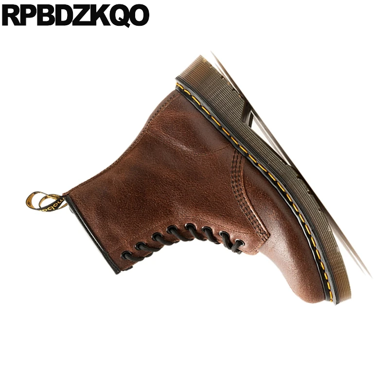 Японские повседневные ботильоны из натуральной кожи на шнуровке спереди осенняя