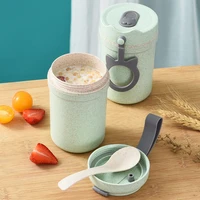 330ml wheat straw meal sealed soup cup with spoon double layer durable portable water bottle breakfast box food container
