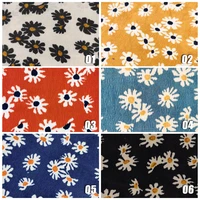 100150cm small daisy flower printing fabric pastoral style velvet cotton corduroy fabric for diy sewing apparel dress