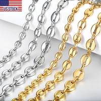 davieslee 7911mm coffee beans link chain necklace for men women%c2%a0stainless steel gold silver color fashion jewelry gift dknm176