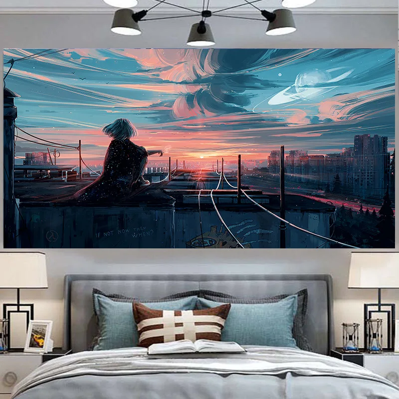 

trippy tapestry tenture murale psychedelic sky wall hanging blanket bedroom decor wall cloth