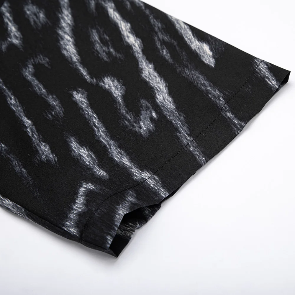 

Aolamegs Hip Hop Shirts For Men Animal Striped Printed Short Sleeve Shirt Tops Summer Loose Retro High Street Fashion Streetwear