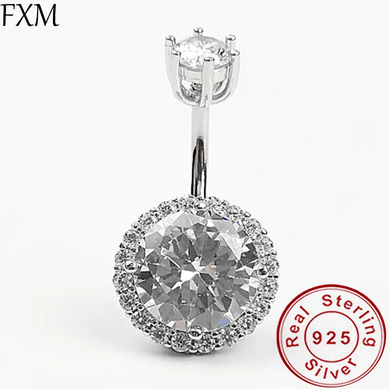 Женское кольцо на пупок с кристаллом 925 пробы ювелирное изделие для пирсинга