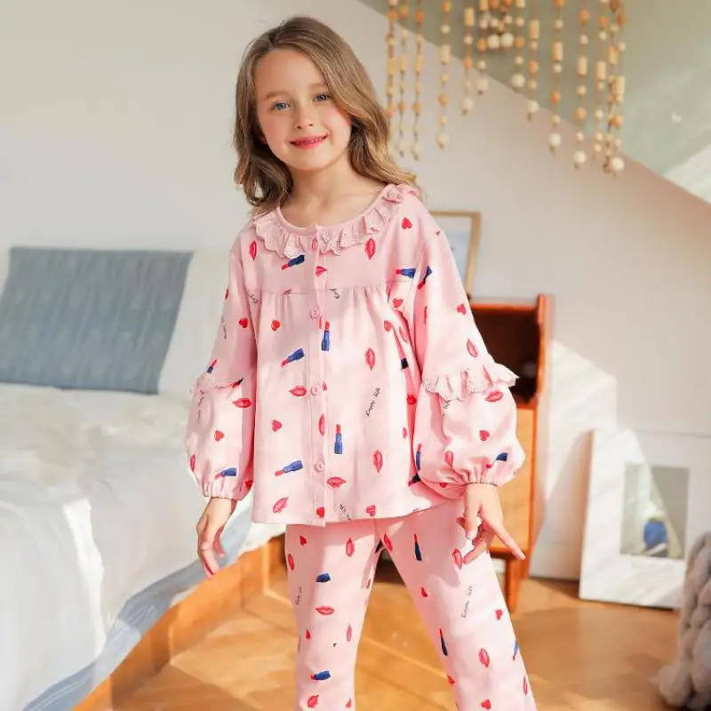 Детские пижамы Детская Хлопковая домашняя одежда для девочек костюм маленьких