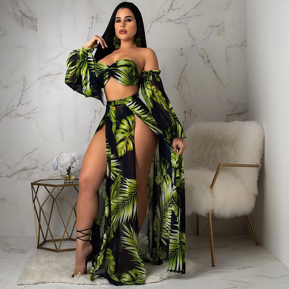 Женский пикантный топ с цветочным принтом без бретелек и трусики спортивный