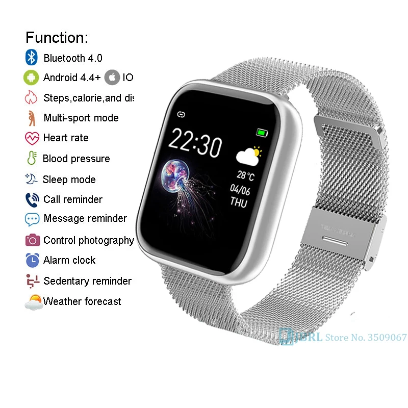 

2021 Pink Smart Watch Women Men Ladies Smartwatch Fitness Tracker Bluetooth Waterproof Clock Android IOS Full Touch Smart-Watch