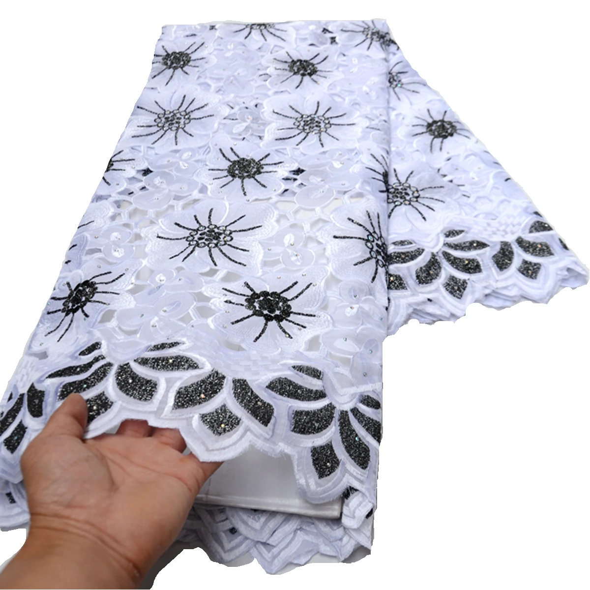 Дешево Африканские кружевные ткани ручной работы 5 ярдов 2022 Высокое качество Новый дизайн вышивка швейцарское кружево для нигерийских традиционн...