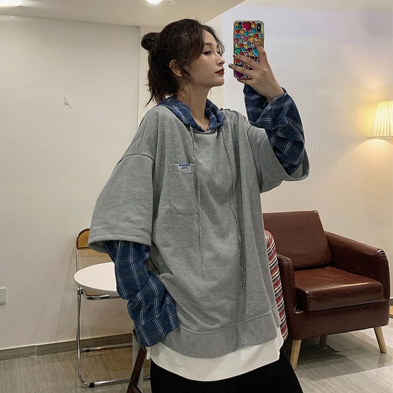 Женский свободный свитер в клетку Корейском стиле | Женская одежда