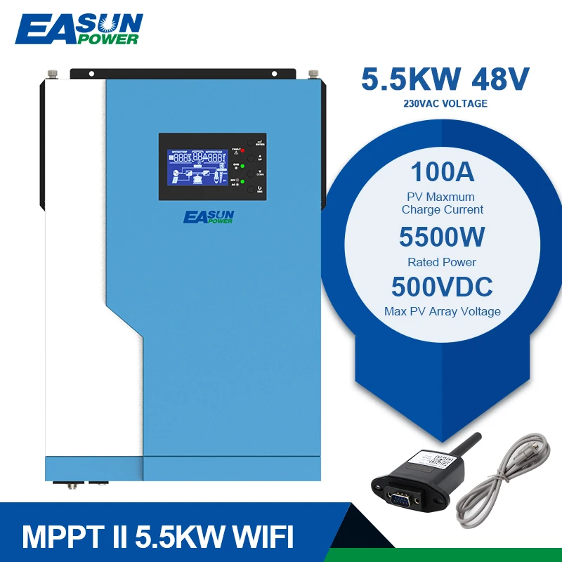 Источник питания EASUN Soalr инвертор 5500 Вт MPPT 100A 500VDC PV вход 220VAC 48VDC 5.5KW чистая