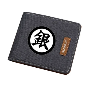 Japan anime Gintama wallet Men women short printing Carteira Bifold wallet teenagers student canvas 