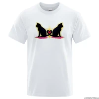 love black cat cute s printed mens t shirts oversized breathable clothes loose soft casual summer t shirt