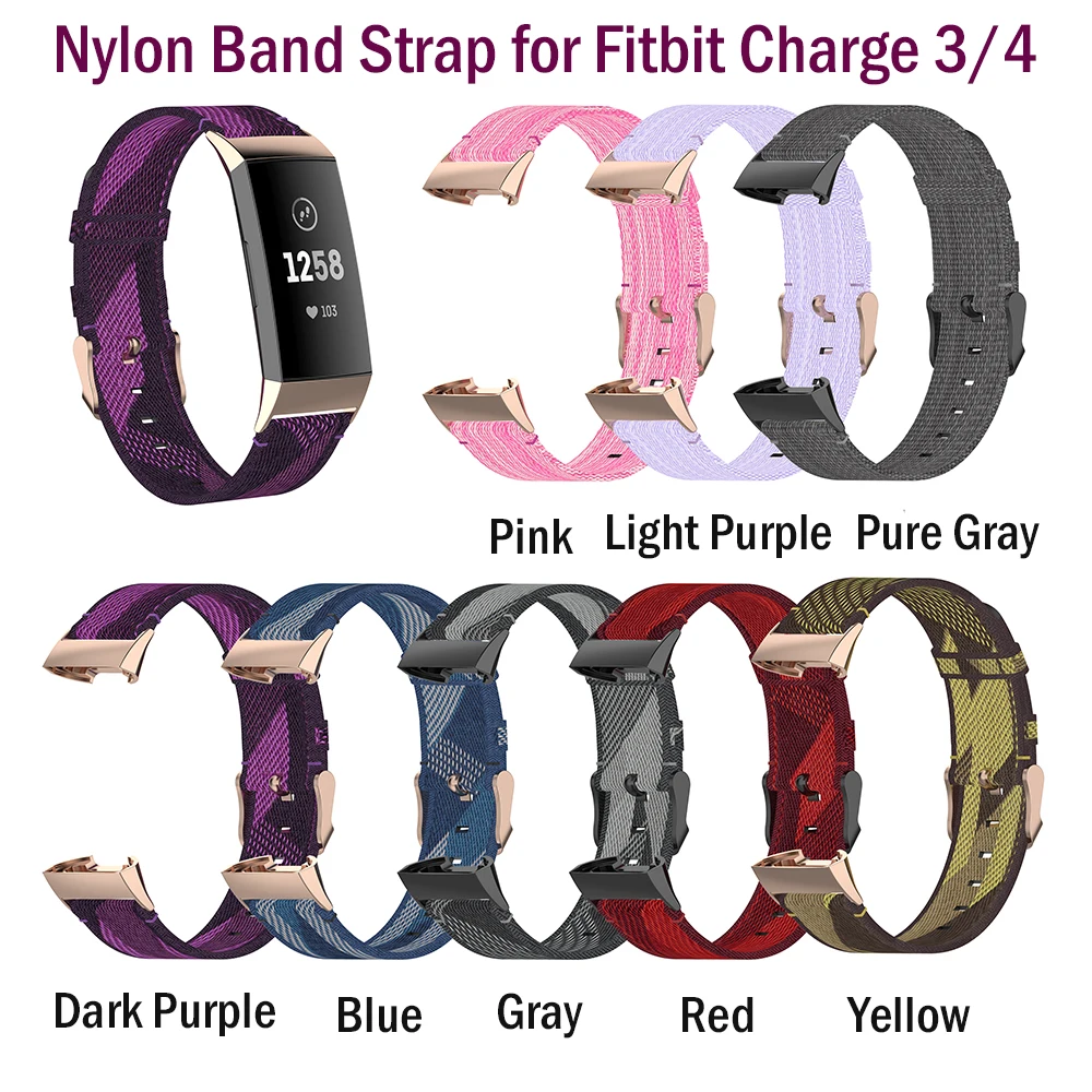 Nylon Woven Bands for Fitbit Charge 3/4 & 3 SE Band Replacement Accessory Straps Wristbands Bracelet Women Pink Luxury | Наручные часы